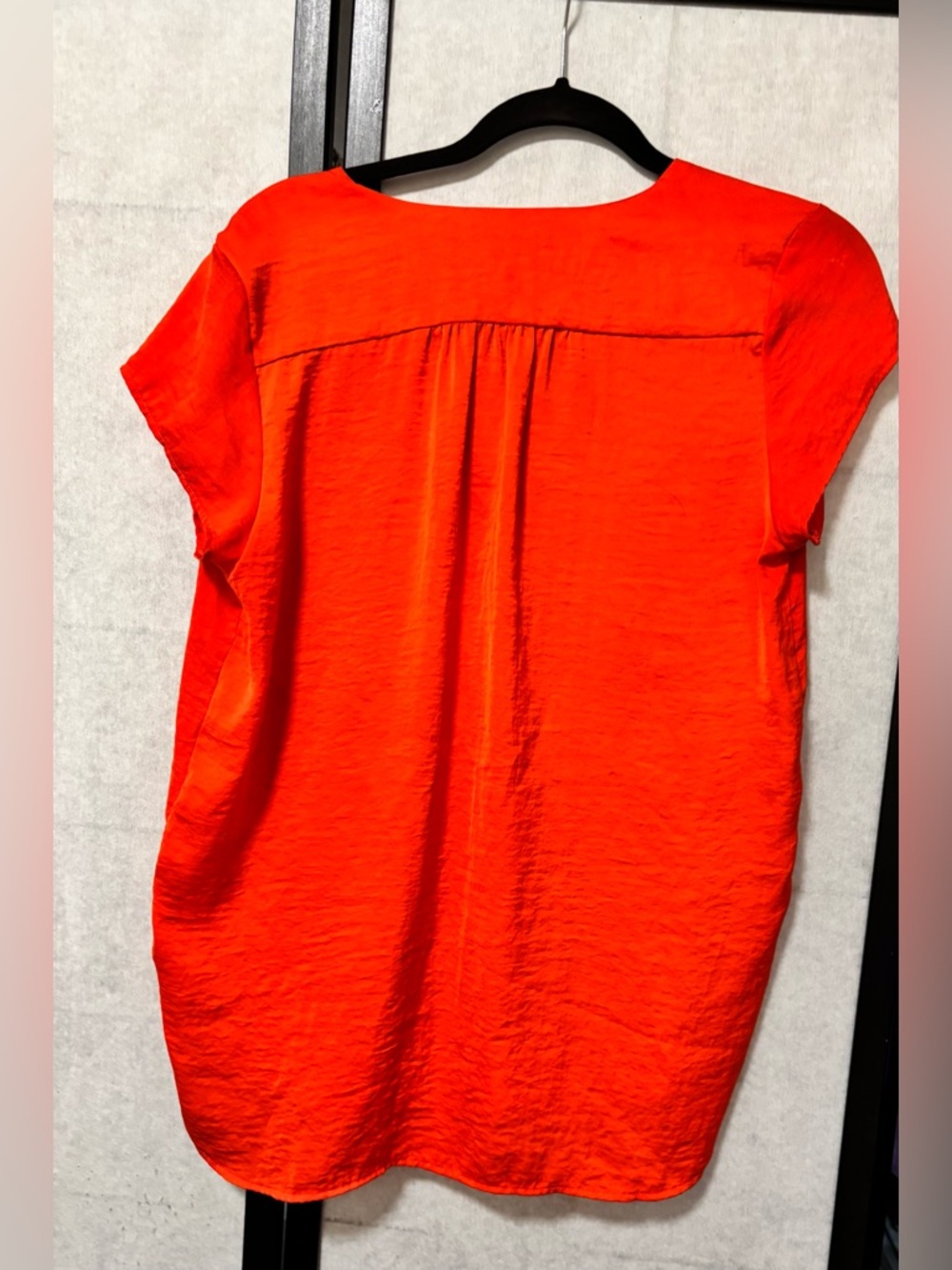 Bright Orange/Red V-Neck Short Sleeve Top - Picture 5 of 8